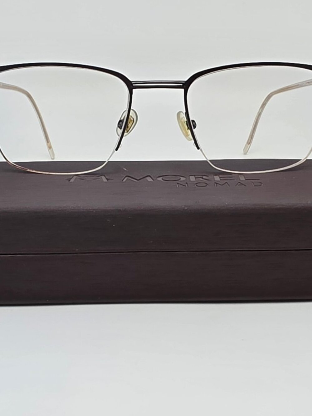 Morel 30248L GN11 Matte Black Semi Rimless Eyeglasses Frame w/ Case France 55mm